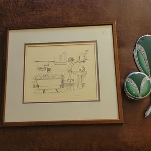 Vintage framed drawing.